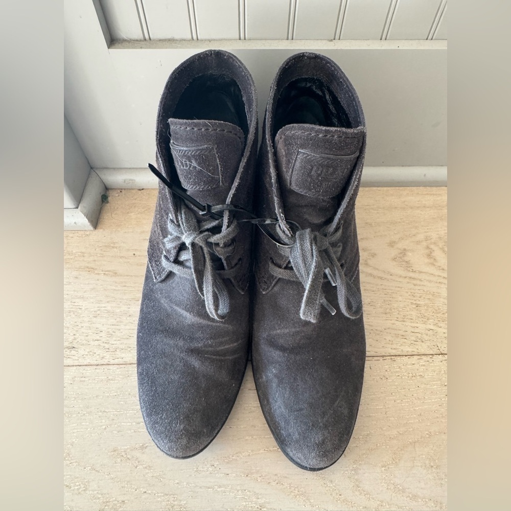 PRADA Suede Wedge Booties 38